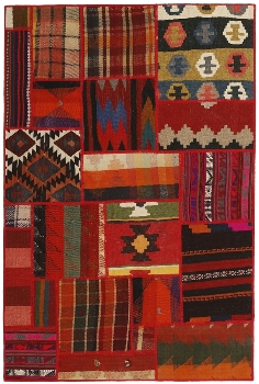 Handgeknüpfter persischer Teppich &Kelim Patchwork